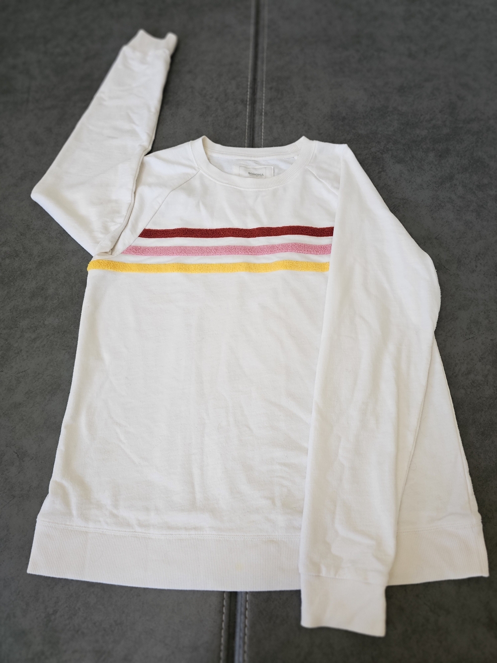 Sonoma Sweatshirt with Red, Pink & Yellow Stripes Women's Medium